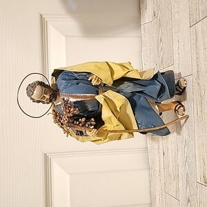 Vintage Joseph Fabric Mache Figure w/ Staff and Wire Halo